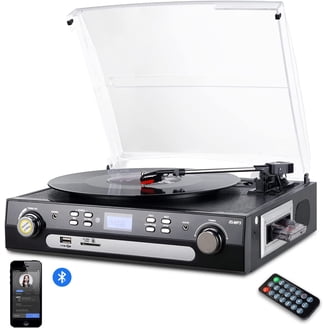 Trexonic 3-Speed Stereo Turntable with CD, Double Cassette Player, FM ...