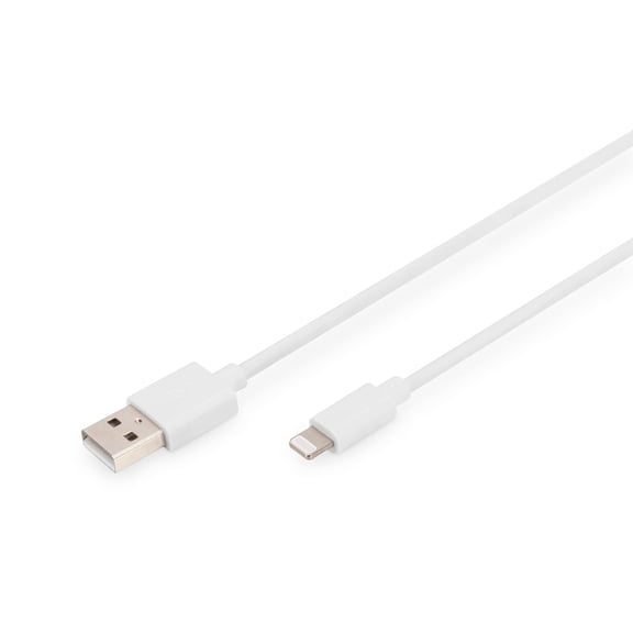 DIGITUS USB 2.0 charging cable - 1.0 m - USB A (male) to Lightning (male) - 480 Mbit/s - connec