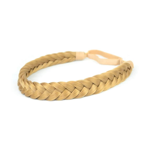 DIGUAN 2 Strands Synthetic Hair Braided Headband Classic Chunky Plaited Braids Elastic Stretch Hairpiece Women Girl (Honey Blonde)