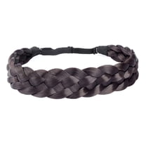 DIGUAN 5 Strands Synthetic Hair Braided Headband Classic Chunky Wide Plaited Braids Elastic Stretch Hairpiece Women Girl Beauty (Brunette Brown)
