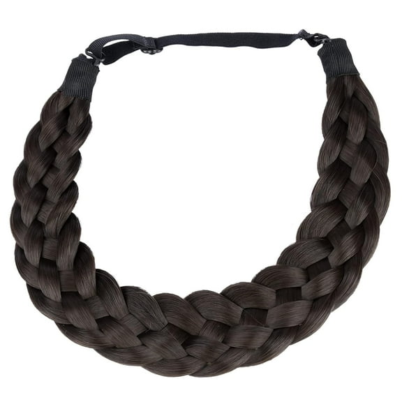 DIGUAN 5 Strands Synthetic Hair Braided Headband Classic Chunky Wide Plaited Braids Elastic Stretch Hairpiece Women Girl Beauty (Brunette)