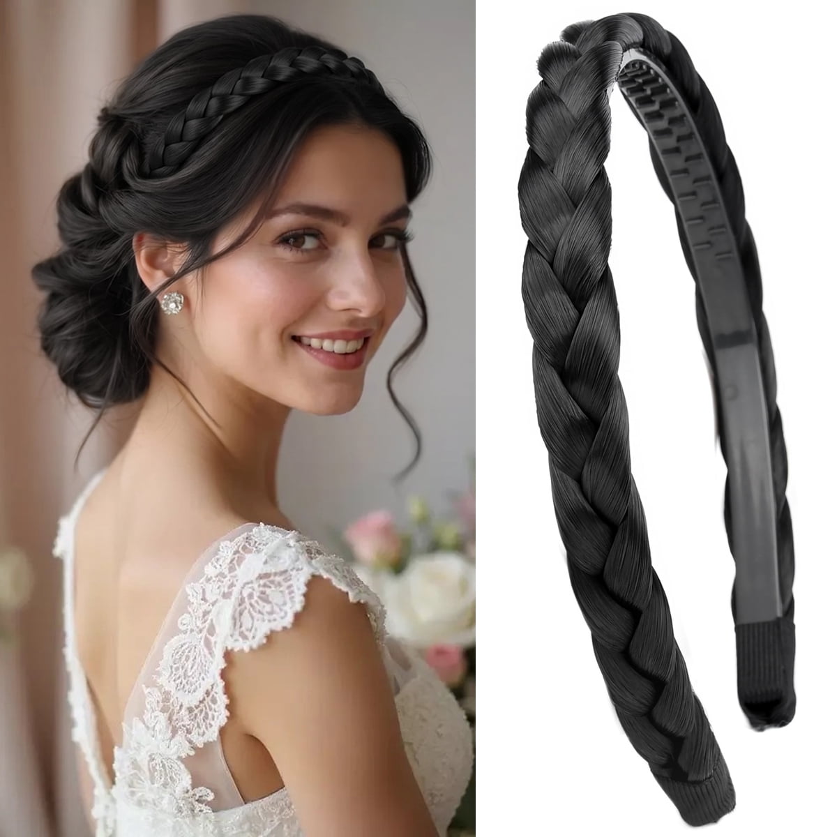 DIGUAN Headband Synthetic Hair Plaited Headband Braid Braided With ...