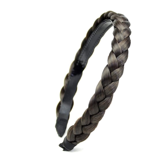 DIGUAN Headband Synthetic Hair Plaited Headband Braid Braided With Teeth Hair Band Accessories for Women Girl Wide 0.6 Inch (Dark Brown)