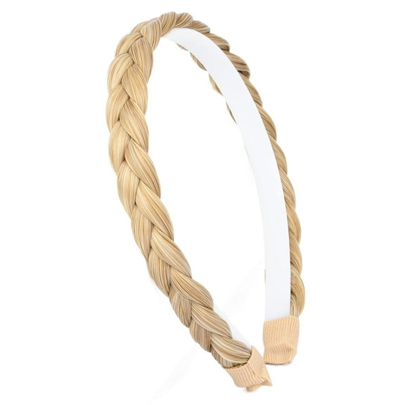 DIGUAN Headband Synthetic Hair Plaited Headband Braid Braided Without Teeth Hair Band Accessories for Women Girl Wide 0.6 Inch (Honey Blonde)