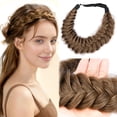 thumbnail image 1 of DIGUAN Messy Wide 2 Strands Synthetic Hair Braided Headband Classic Chunky Plaited Braids Elastic Stretch Hairpiece (Claybank), 1 of 5