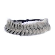 DIGUAN Messy Wide 2 Strands Synthetic Hair Braided Headband Classic Chunky Plaited Braids Elastic Stretch Hairpiece Steel Gray