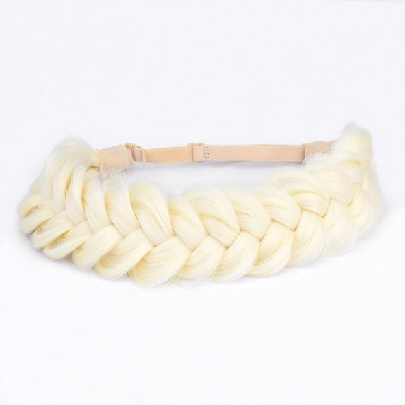 DIGUAN Messy Wide 2 Strands Synthetic Hair Braided Headband Classic Chunky Plaited Braids Elastic Stretch Hairpiece Women Girl Beauty Boho accessory, 62g/2.1 oz (Platinum)