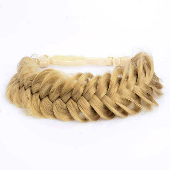 DIGUAN Messy Wide 2 Strands Synthetic Hair Braided Headband Classic Chunky Plaited Headband (Honey Blonde)