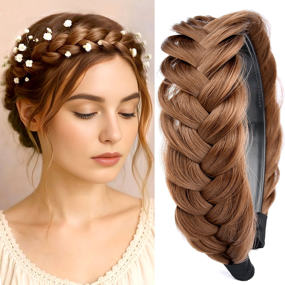 DIGUAN Wide Messy Braided Headband With Teeth Synthetic Hair  display picture 1