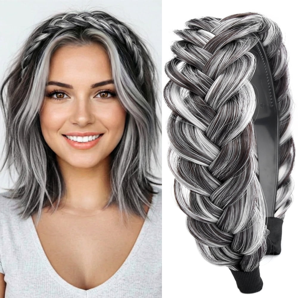 DIGUAN Wide Messy Braided Headband With Teeth Synthetic Hair  display picture 1