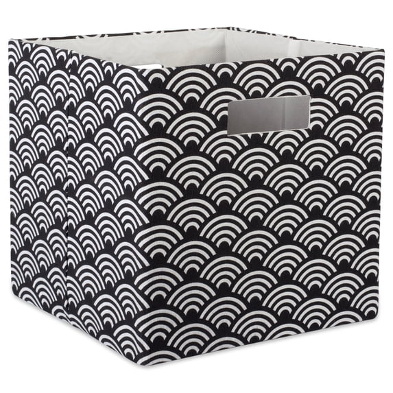 DII Foldable 13" Storage Cube Waves Print, Black