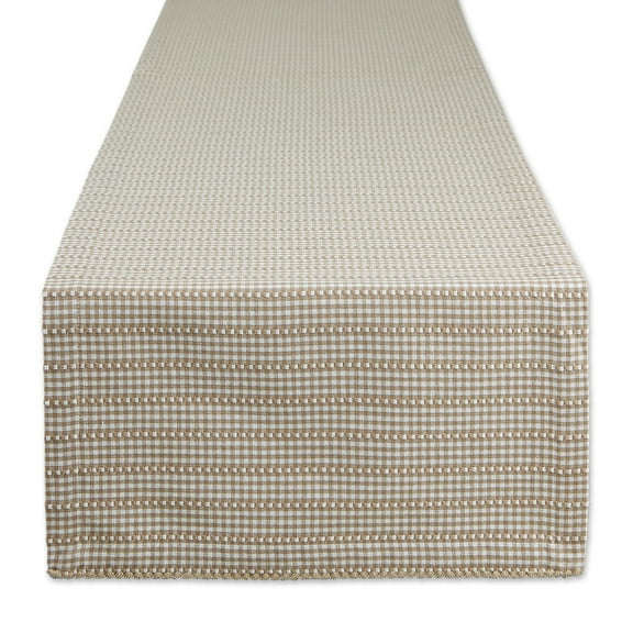 DII 108x14" Modern Style Cotton Gingham Table Runner in Stone
