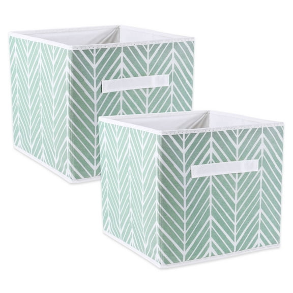 DII Non Woven Polyester Storage Bin, Herringbone, Mint, Small Set of 2