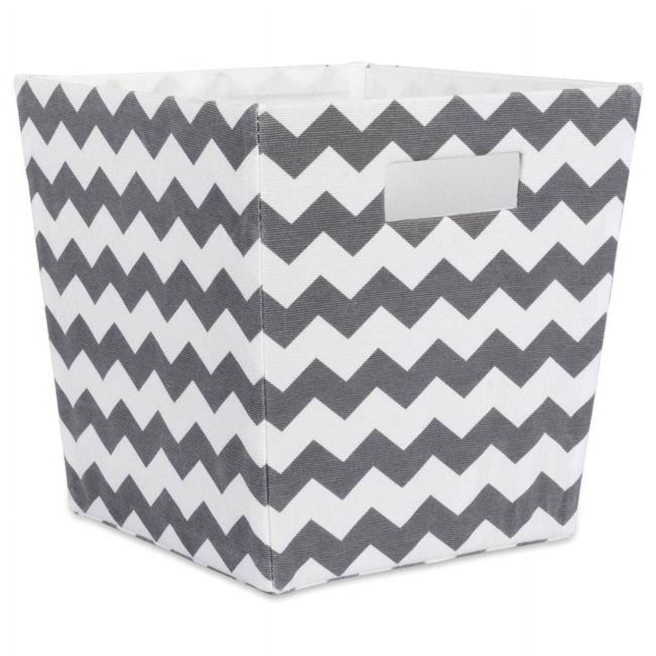 DII 11" Trapezoid Modern Polyester Chevron Storage Bin in Gray