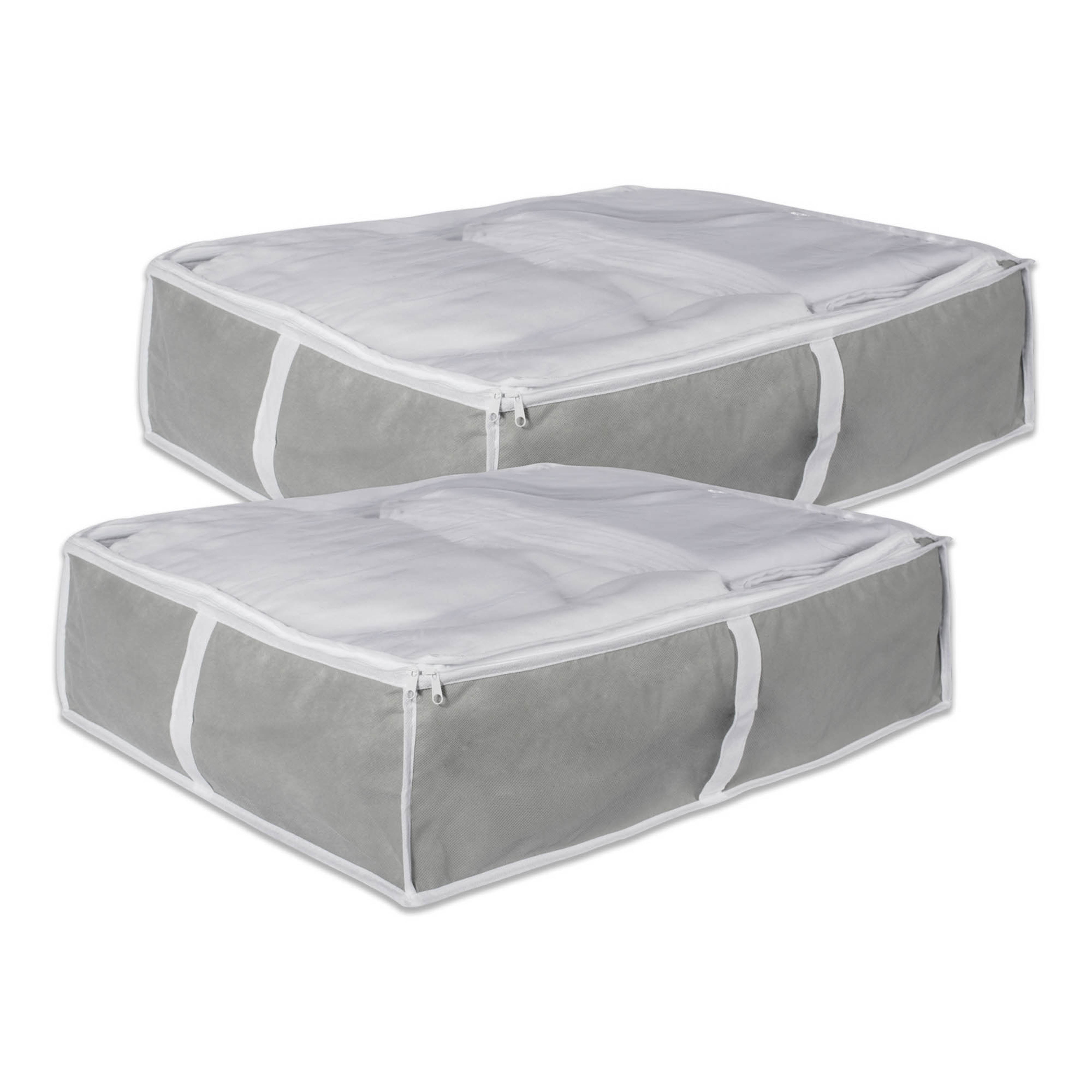 Gray Plastic Collapsible Under Bed Storage Cube Set
