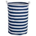 thumbnail image 1 of PE-Coated Cotton Polyester Laundry Hamper Stripe Nautical Blue Round 13.5x13.5x20, 1 of 4