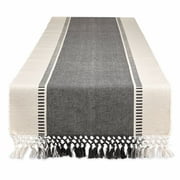 DII Dobby Stripe Woven Table Runner, 13x72" (13x77.5, Fringe Included), Mineral Gray