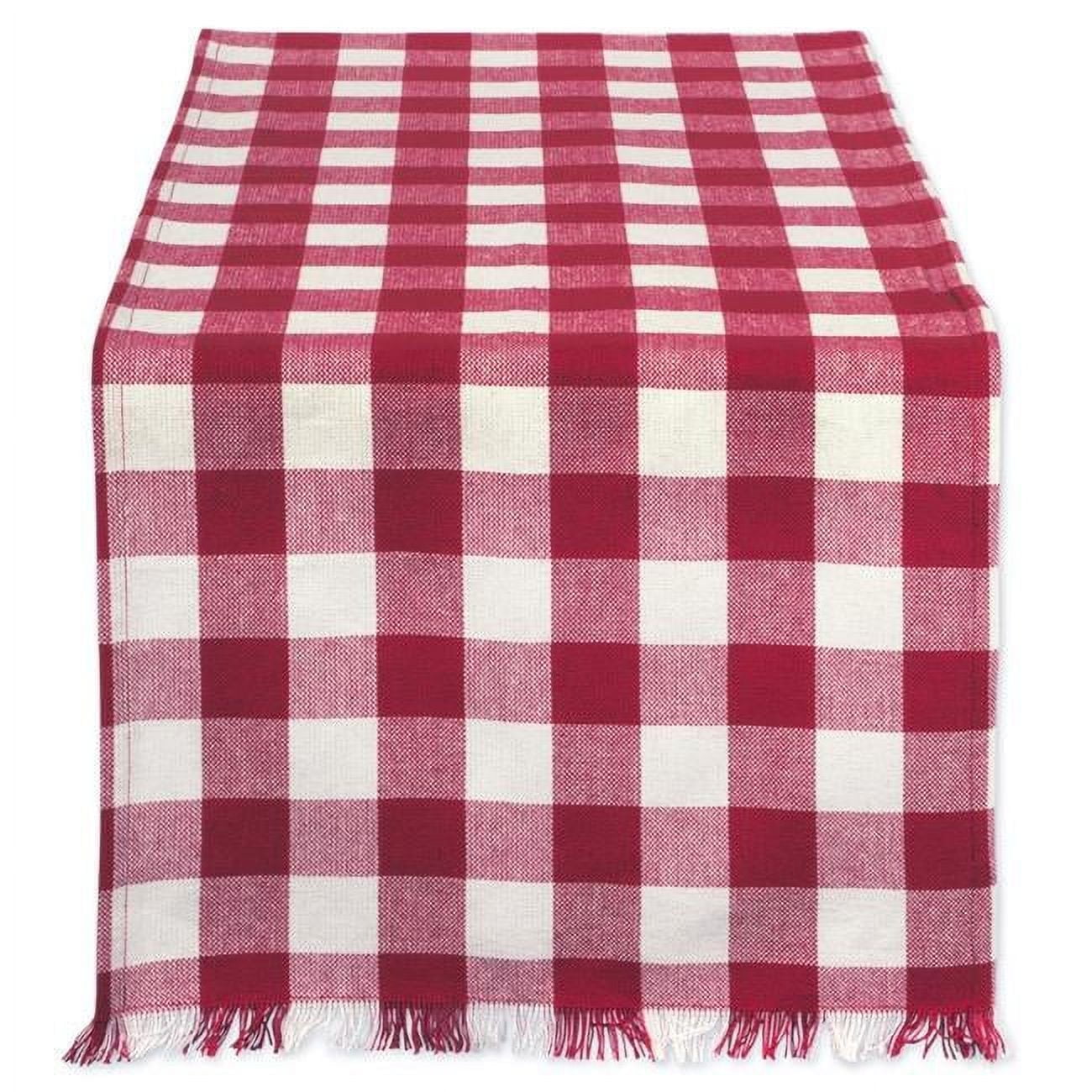 DII Red & Black Buffalo Check Cotton Table Runner - 14x72, Machine Washable For Dinner & Picnics