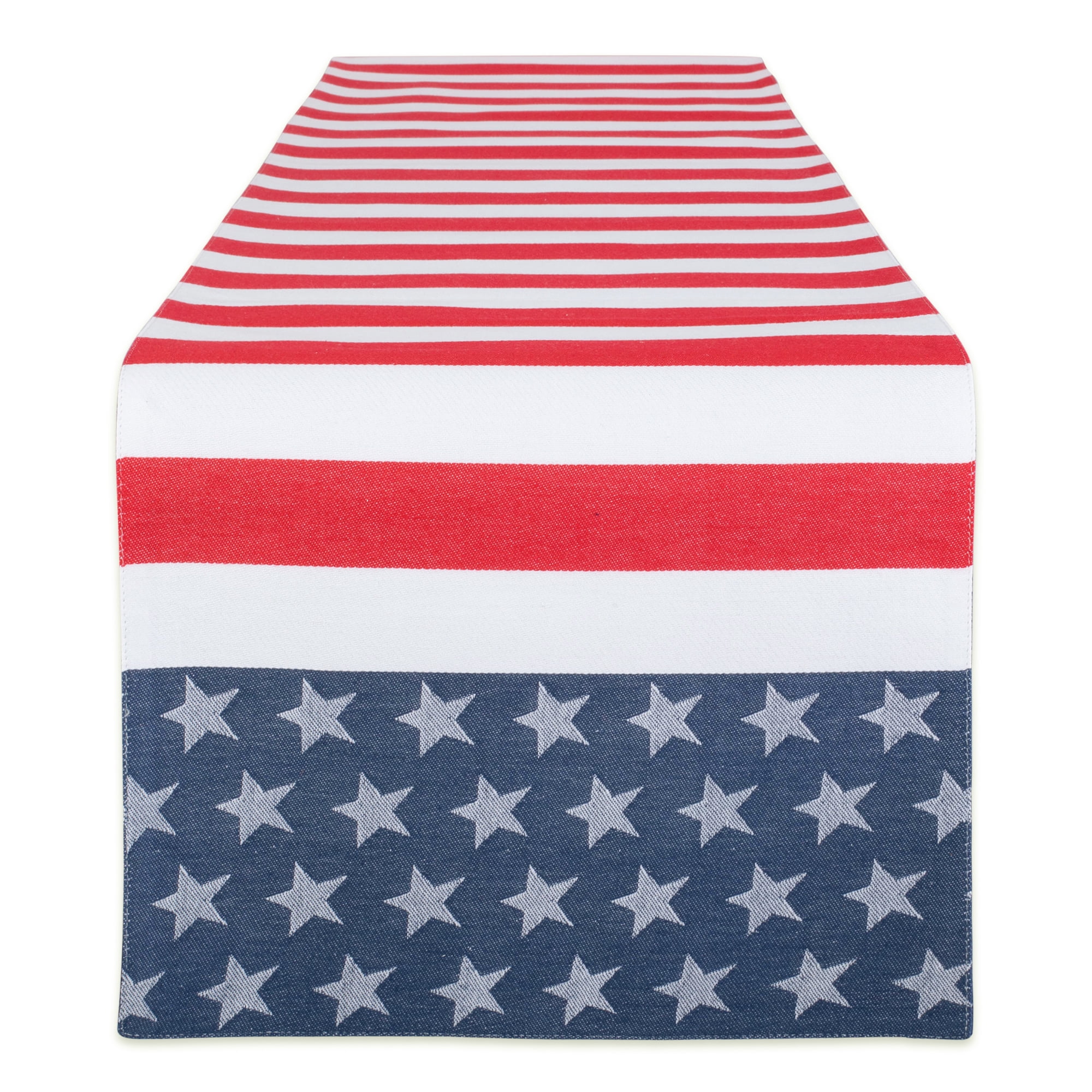 Patriotic Red White and Blue Cotton Table Runner 14x72