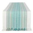 thumbnail image 1 of DII 14x72" Modern Cotton Striped Fringed Table Runner in Teal Blue, 1 of 6