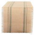 thumbnail image 1 of DII 14x72" Modern Fabric Double Border Burlap Table Runner in Beige/Green, 1 of 10