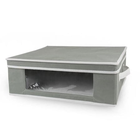 DII 15.5" Modern Fabric Foldable Cube Closet Storage Bins in Gray/White