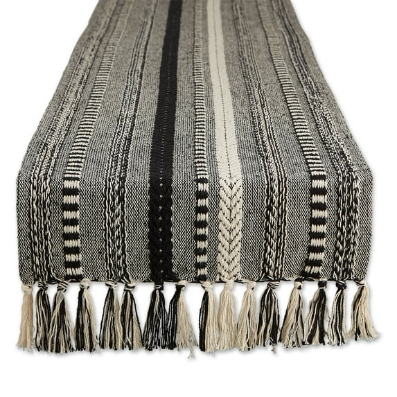 DII Black Braided Stripe Table Runner