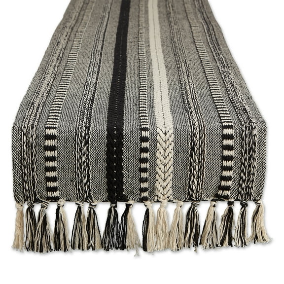 DII Black Braided Stripe Table Runner