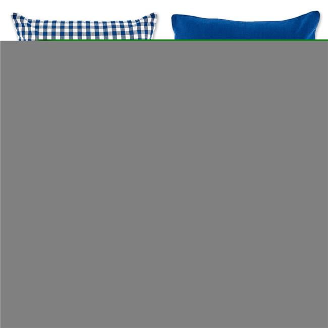Set of 4 Navy and Off-White Cotton Euro Pillow Covers