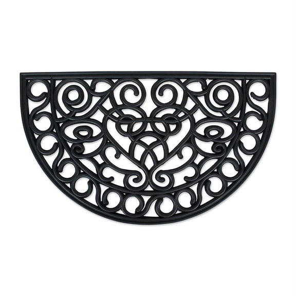Iron Heart Half Round Rubber Doormat 18x30