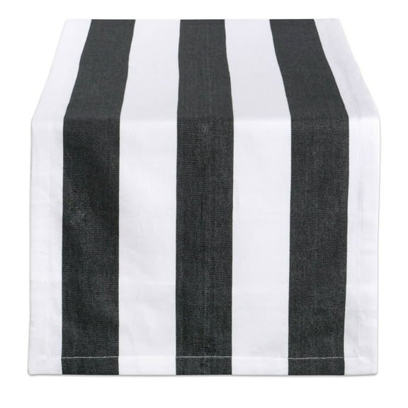 DII Black/White Dobby Stripe Table Runner 18x72