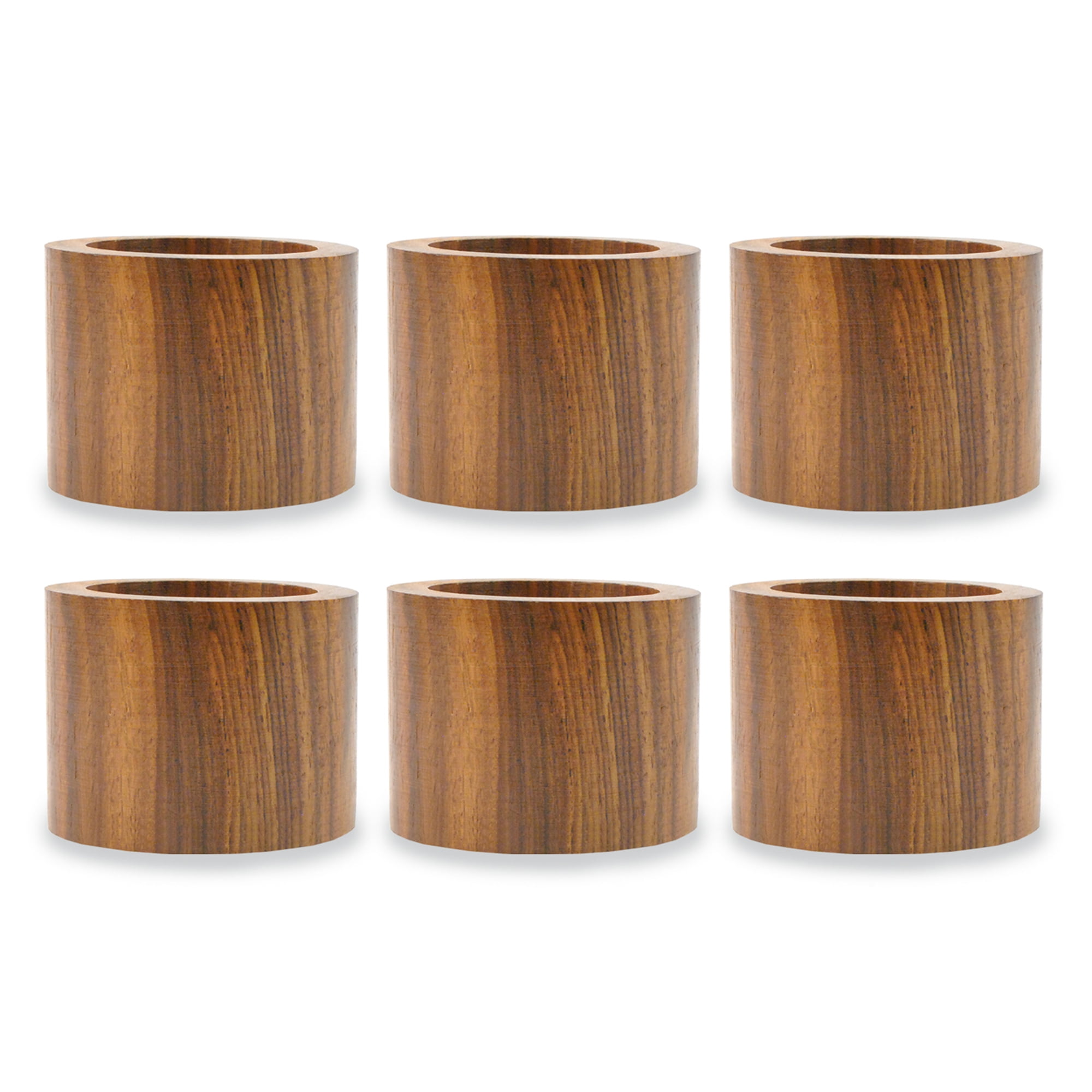 Set of 6 Brown Wooden Band Napkin Rings