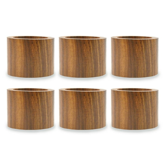 DII 2" Modern Style Wood Band Napkin Rings in Brown (Set of 6)