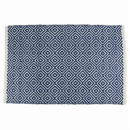 DII 24x36" Modern Cotton Perfect Diamond Rug in Nautical Blue