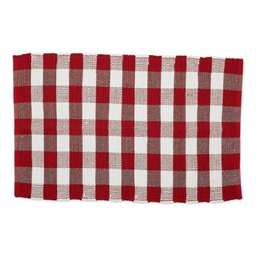 DII 26x40" Modern Cotton Fabric Buffalo Check Perfect Rag Rug in Red and White
