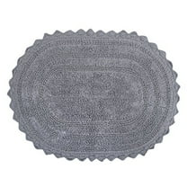 DII Gray Large Oval Crochet Bath Mat