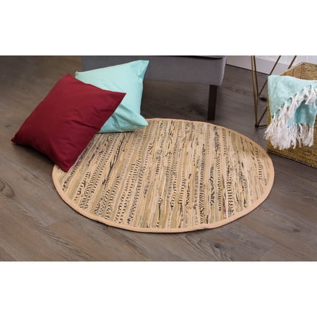 Contemporary Home Living 3' Woven Reversible Round Area Throw Rug - Cream and Beige
