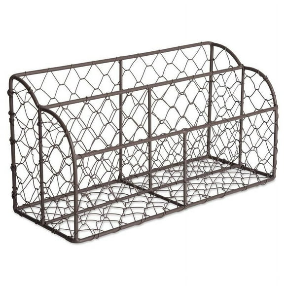 DII 4" Modern Metal Chicken Wire Desktop Letter Holder in Bronze