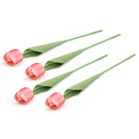 Contemporary Home Living Set of 4 21" Blush Pink and Green Tulip Flower Centerpieces