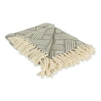 Basketweave Woven Throw, 50x60" with 3" Fringe, Gray, 1 Piece