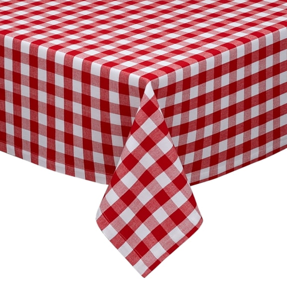 DII 52" x 52" Cotton Tablecloth, Red Check Pattern