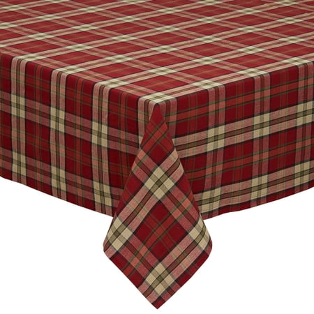 Contemporary Home Living Classic Plaid Square Tablecloth - 52" - Apple Red and Yellow