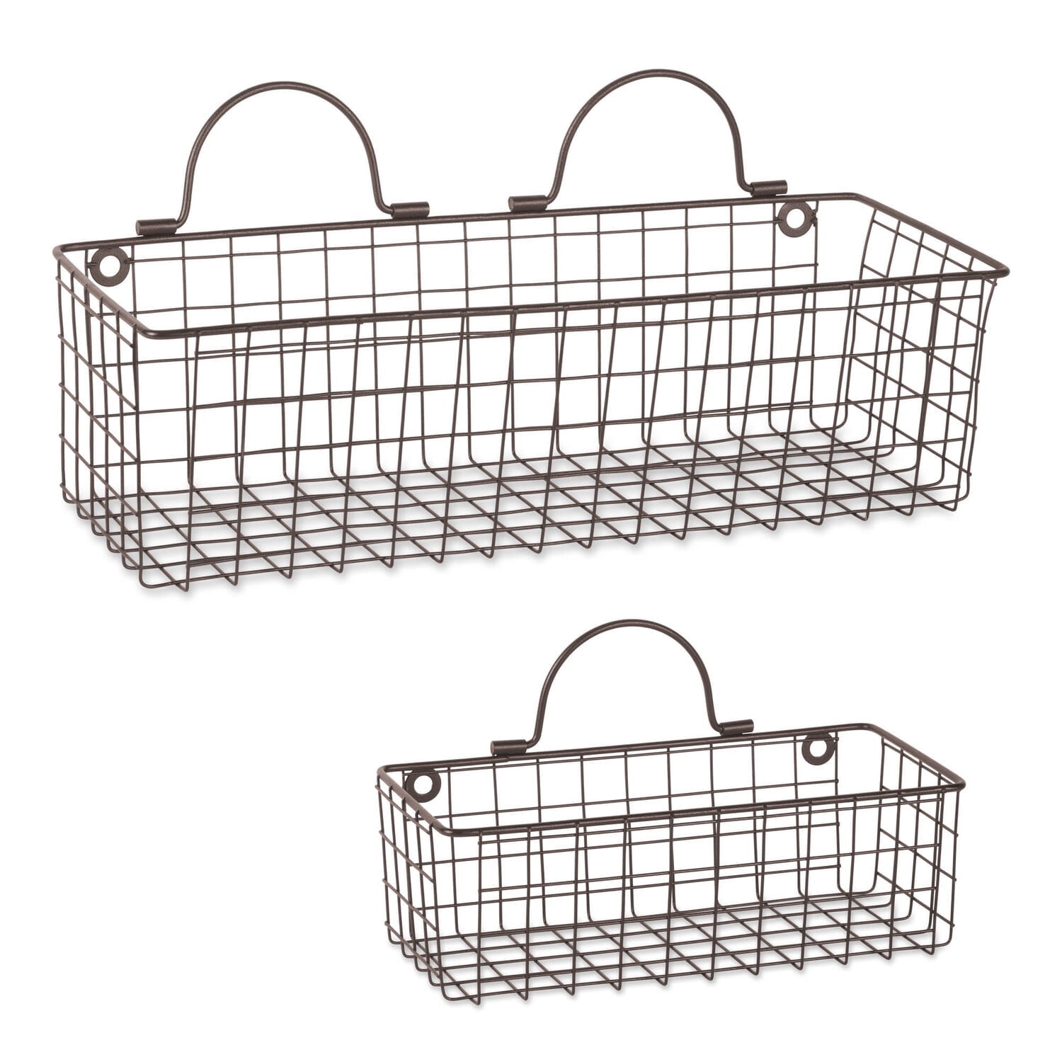 Bronze Rectangular Metal Wire Wall Basket Set of 2