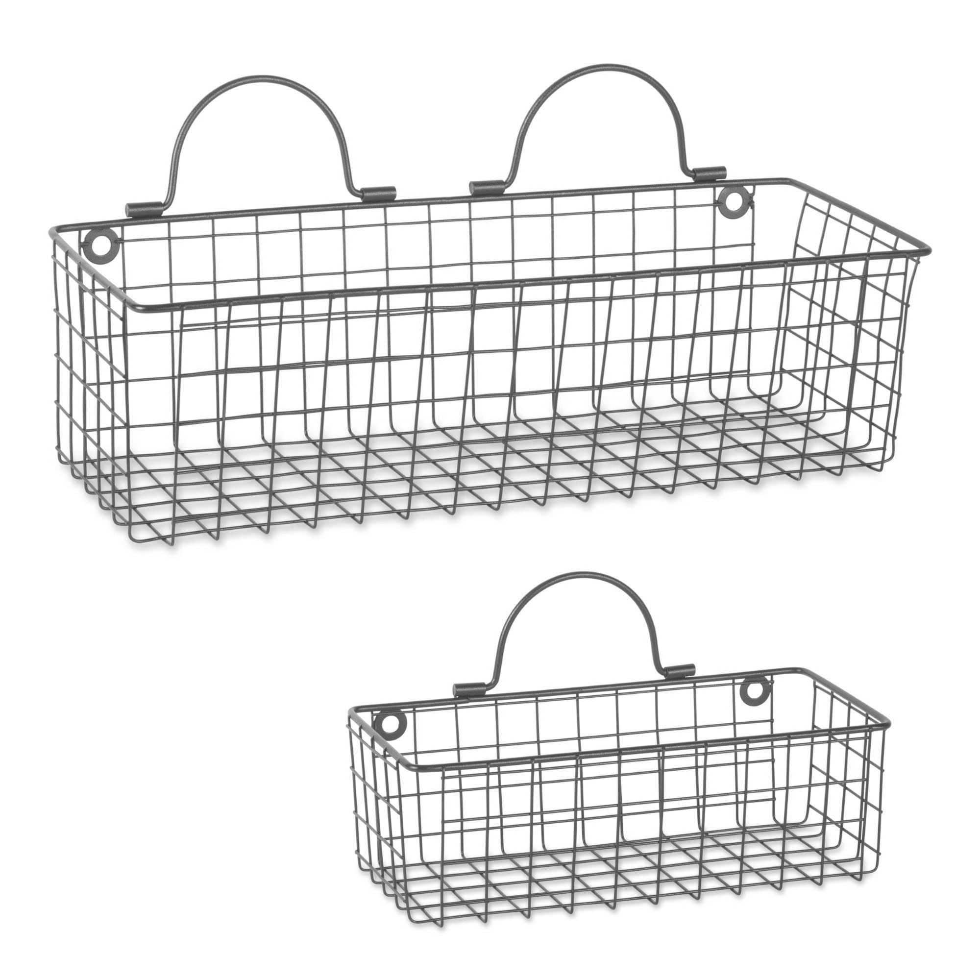 DII Farmhouse Vintage Décor, Wire Wall Basket, Assorted, Gray, 2 Piece
