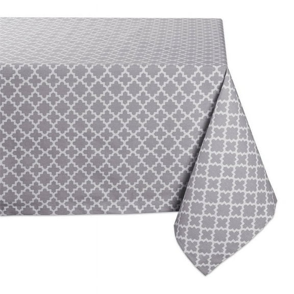 DII 60x104" Modern 100 Percent Cotton Lattice Tablecloth in Gray