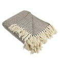 thumbnail image 1 of DII 60x50" Cotton Handloom Chevron Throw with Decorative Fringe in Brown/Ivory, 1 of 7