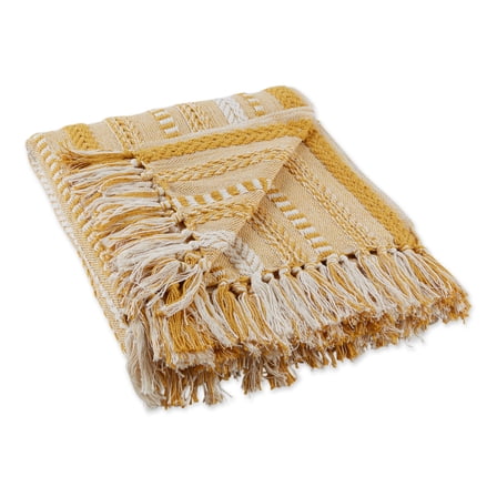 Honey Gold Braided Stripe Throw