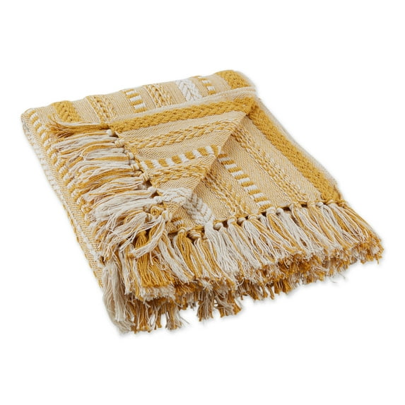 Honey Gold Braided Stripe Throw