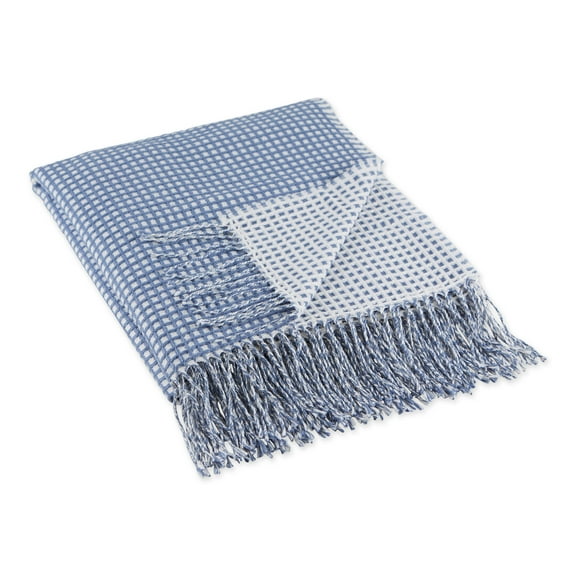 Stonewash Blue & White Waffle Knit Throw