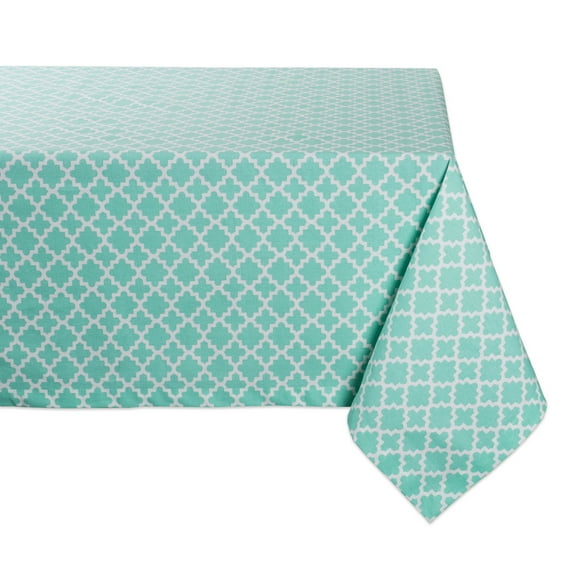 DII Aqua Lattice Cotton Tablecloth